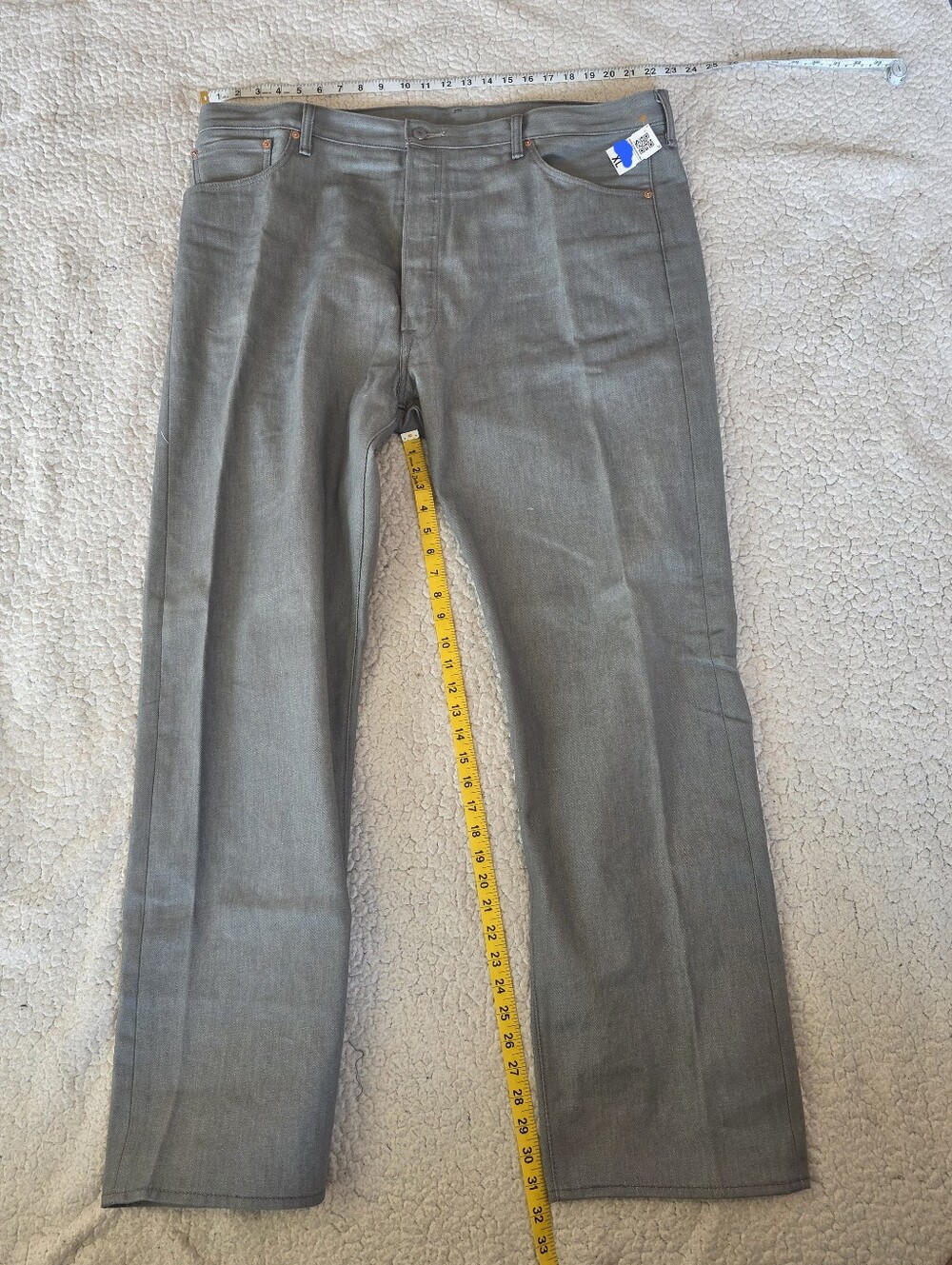 Levi's 501 Grey Jeans Men 42x31 Button Fly Straight Original Fit Gray Mexico